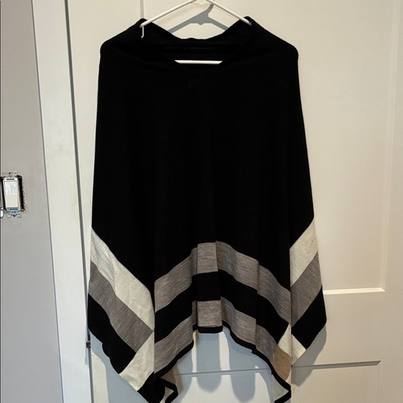 Calvin Klein Sweaters - Calvin Klein Black Poncho with Gray and Cream Stripes